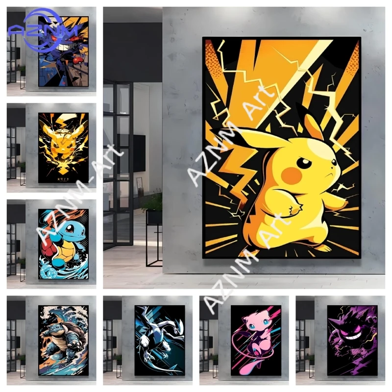 Pokemon Lovely Pikachu dekoratives Gemälde, hochwertiger Druck, lebendige Farben, verleiht Ihrem Wohnzimmer und Schlafzimmer ein einzigartiges Charme