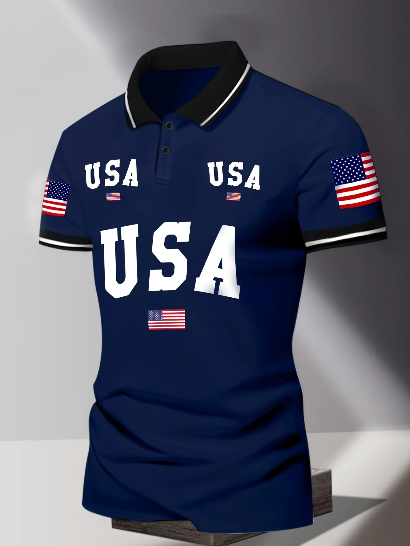 Sommerliches, atmungsaktives Herren-Poloshirt zum 250. Jahrestag des Unabhängigkeitstags, amerikanisches Herrenhemd, Kleidung mit amerikanischer Flagge bedrucktes Poloshirt-Oberteil – Detail 8