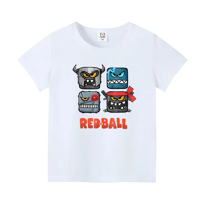 Red Ball Print Summer Kid Hot Sale Cartoon T-Shirts Funny Game Girls Clothes Baby Boys Fashion Tee Casual Children Tops