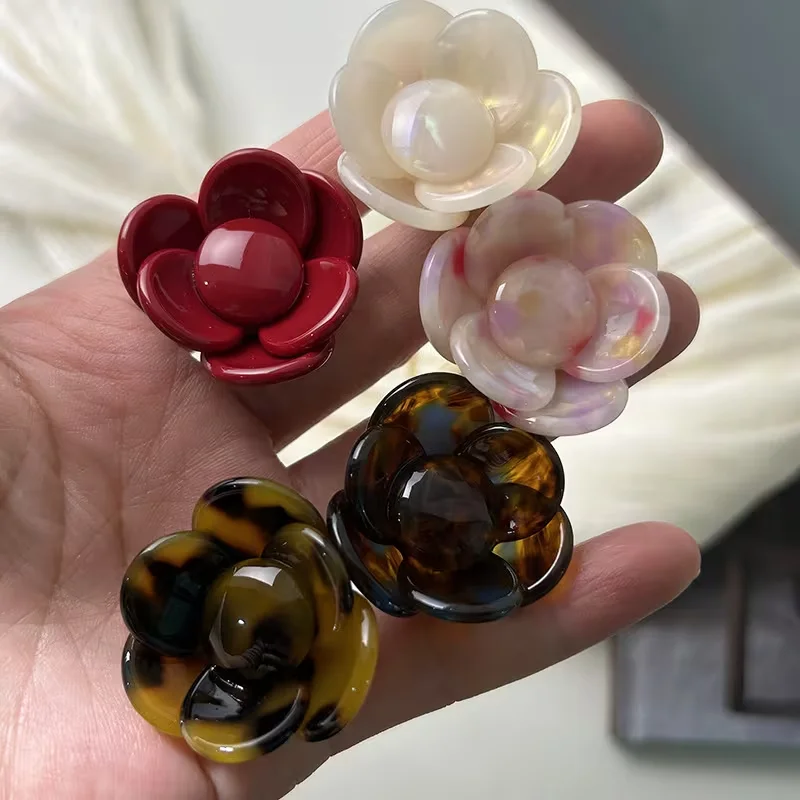 1. An elegant French-style floral hair accessory - acetate fiber flowers, in various colors. For daily wear, flower hairpin. view 5