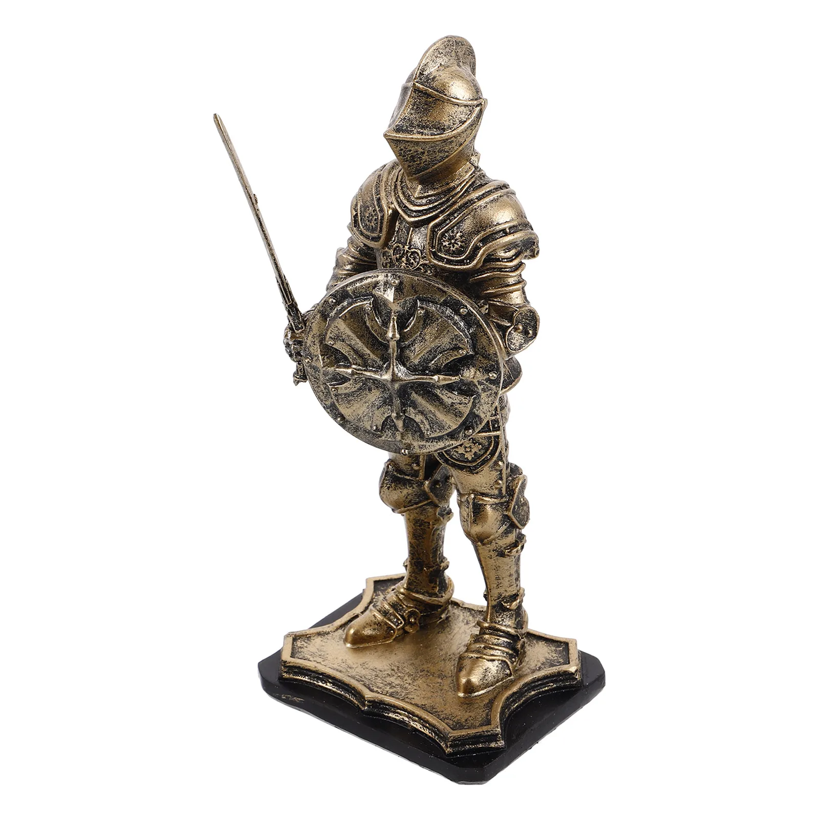 

Creative Home Decor Resin Vintage Knights Figurine Golden Standing Statue For Living Room And Office Medieval Miniature
