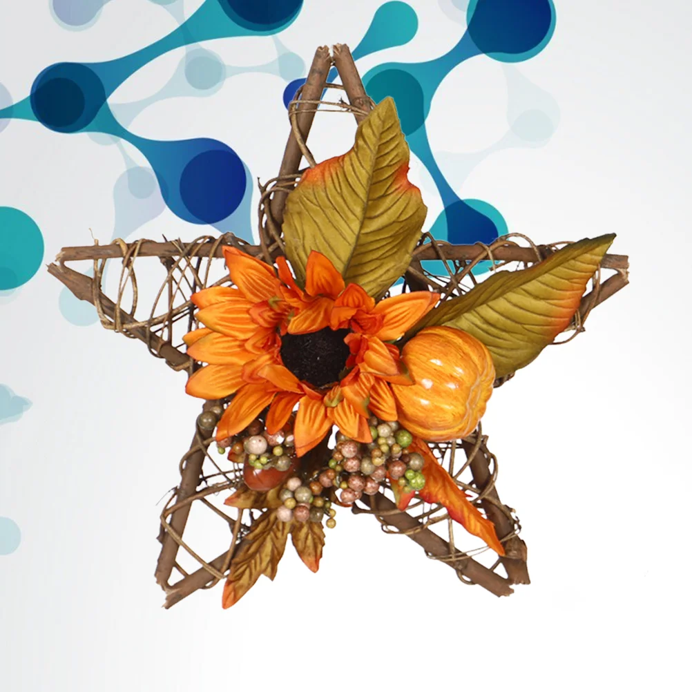 1Pc Wicker Wall Adornment Rattan Sunflower Decoration Halloween Wall Decor Star Shape (Orange) wicker rattan star