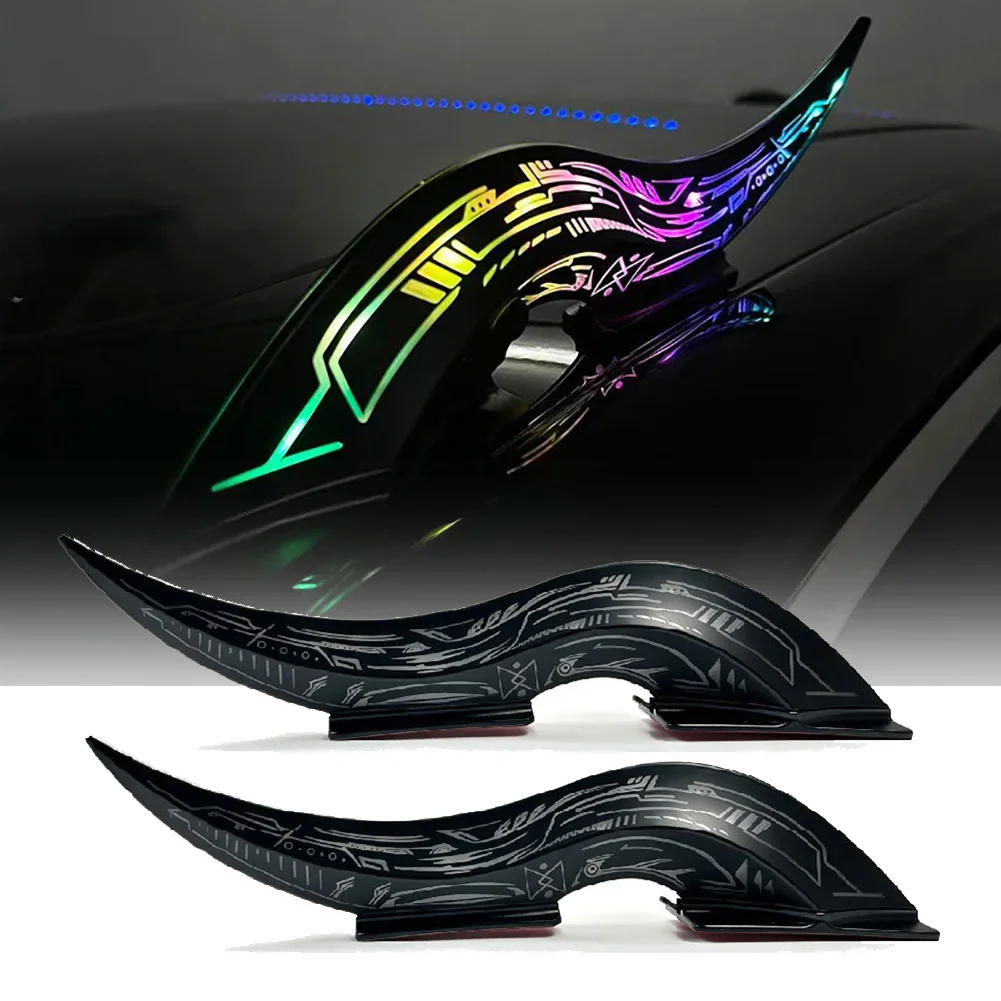 1Pair Dragon Horn Car Roof Fin LED Decoration, Waterproof Universal Vehicle Ornament, 32 Dynamic Light Effects, Type-C Charging