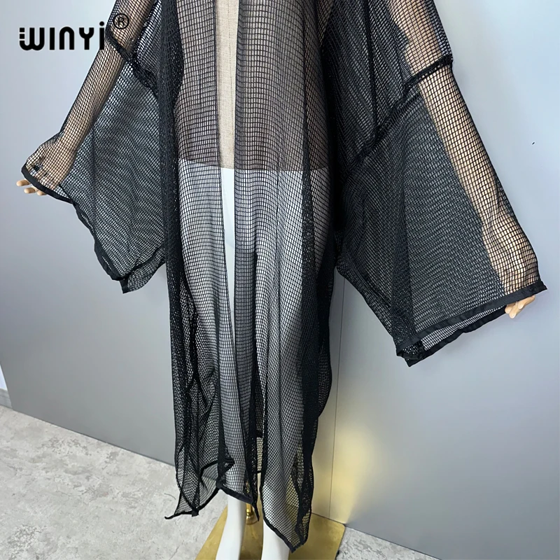 WINYI reine Farbe hohle lose Strickjacke Strand Kimono sexy Kleid Bikini Cover-up Strickjacke Badeanzug Strand Outfits für Frauen Kleid
