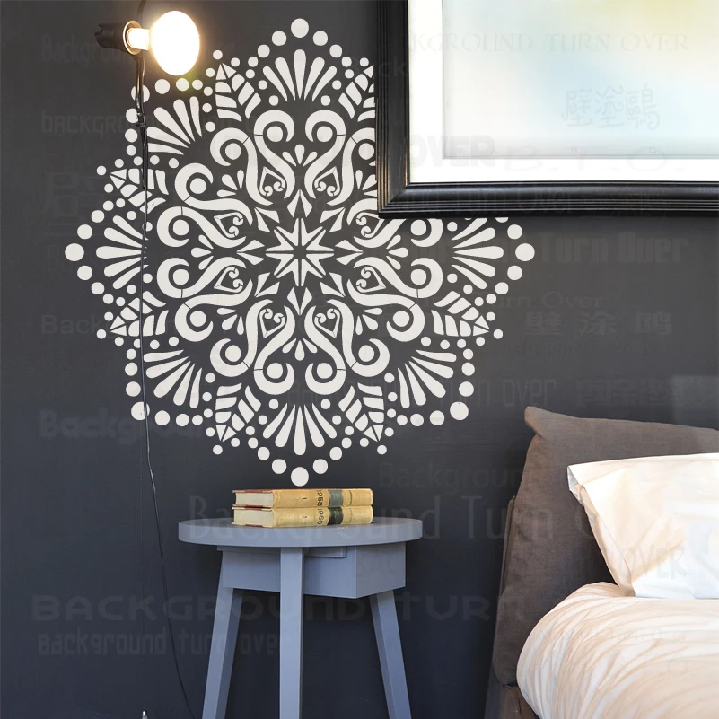 80cm - 120cm Stencil Wall For Painting Plaster Decorative Template To Paint Furniture Huge Giant Mandala Ceiling Round S199