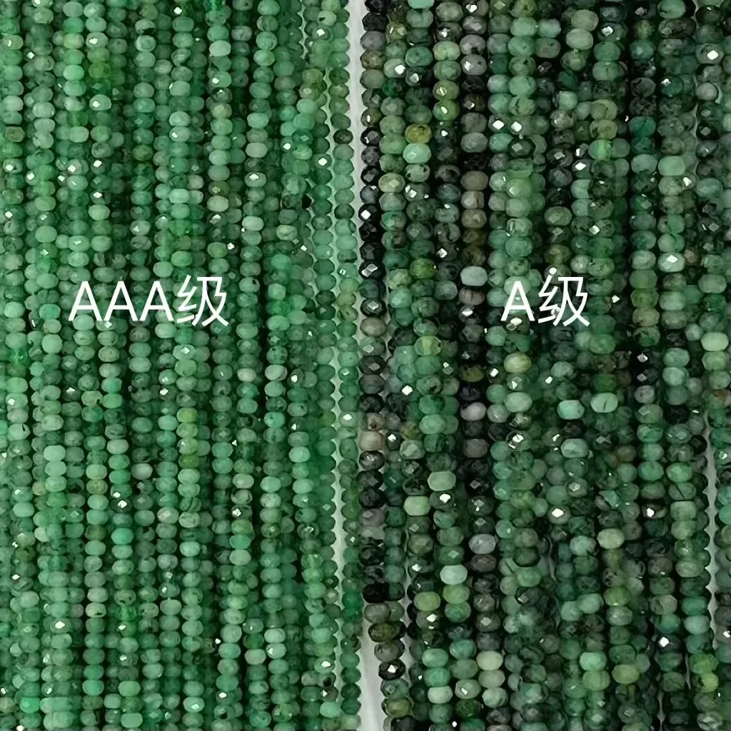 Natural Emerald Facted Roundlle Beads  Loose Beads Jewelry Making DIY Bracelet Necklace38cm Accessories Manufacturer Wholesale