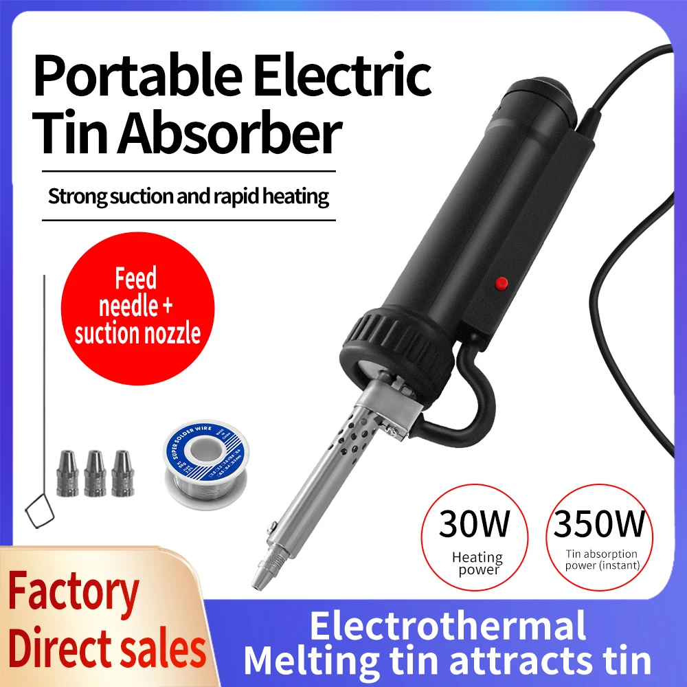 BBT-580 Automatic Tin Sucker With 3Suction Tip Vacuum Soldering Remove Pump AC220V Automatic Vacuum Desoldering Machine EU Plug