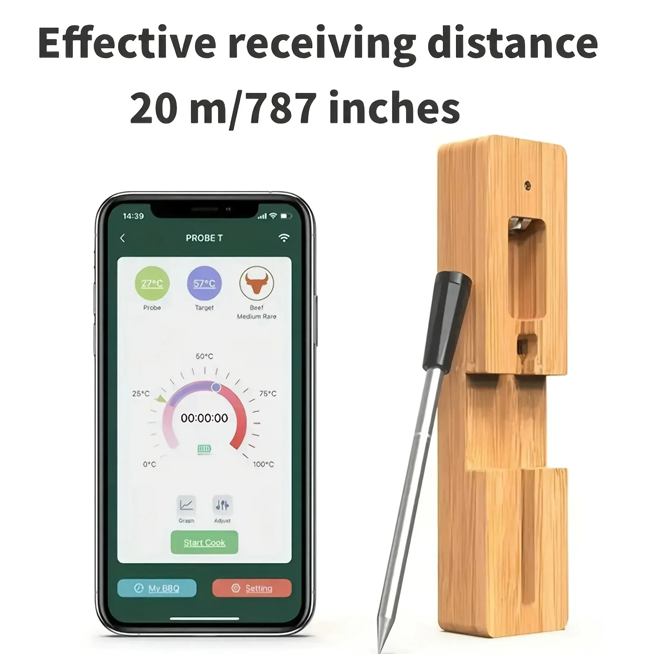 Mobile APP wasserdichtes Fleischthermometer Küche Ofen Essen Grill Smart Bluetooth Wireless