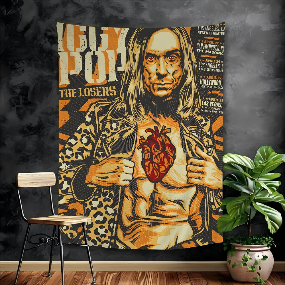 

Iggy Pop Band Poster Decorative Painting Canvas Hippie Wall Hanging Tapestries For Living Room Home Dorm Decor Art Home Decor