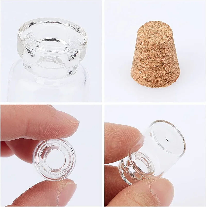 60/10pcs Mini Clear Glass Bottles with Cork Stopper Message Bottle Empty Spice Storage DIY Bottle Wishing Drifting Bottle Gifts