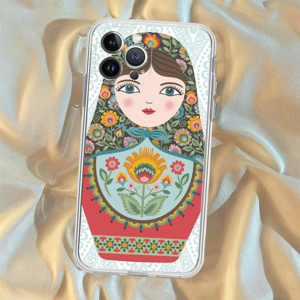 Cute Russian Dolls Matriochkas Phone Case Silicone Soft for iphone 15 14 13 12 11 Pro Mini XS MAX 8 7 6 Plus X XS XR Cover