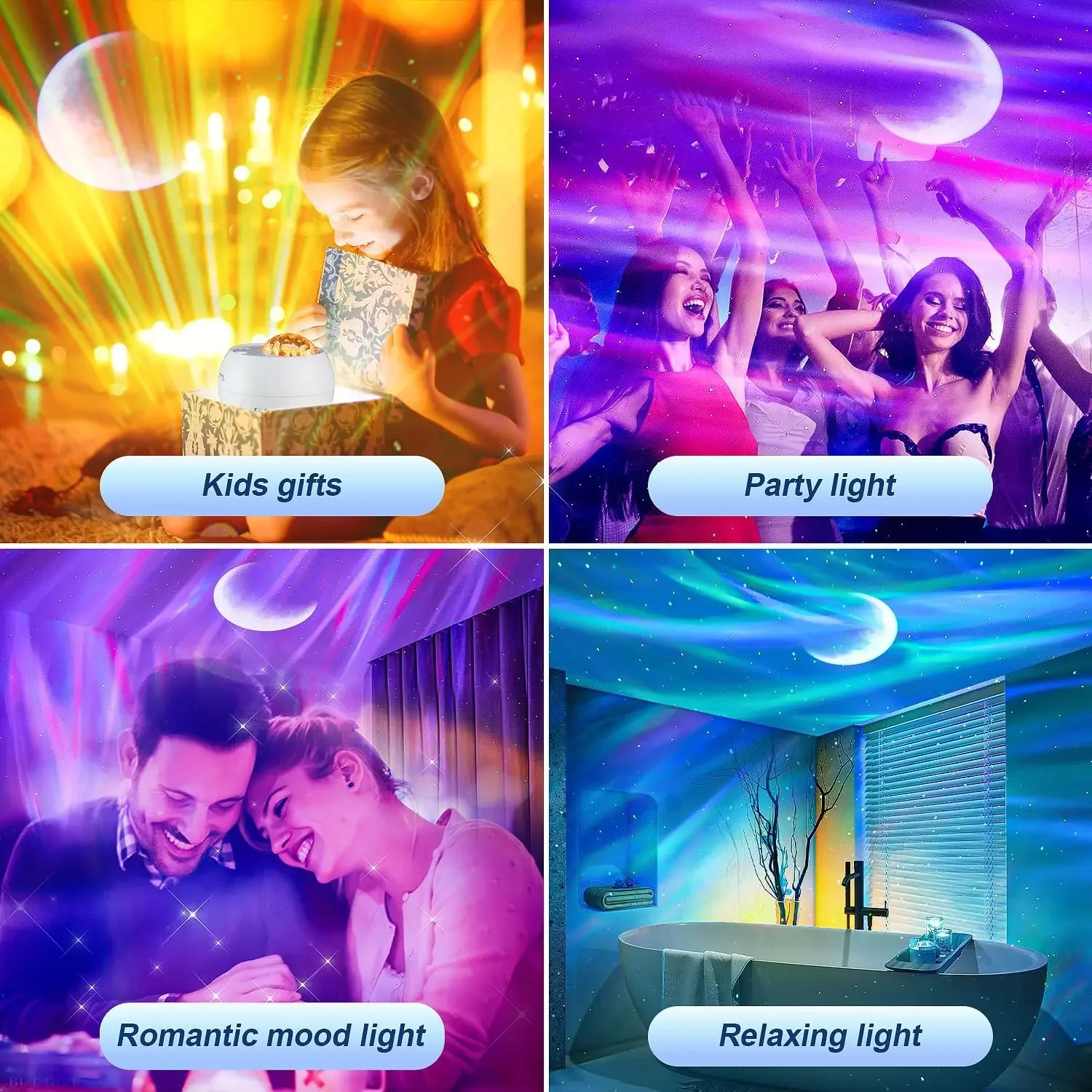 Galaxy Projector Northern Lights Starry Sky Projector Night Light Aurora Star Moon Lamp Gaming Room Bedroom Decoration Kids Gift