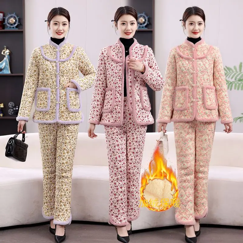 

Internet Celebrity New Velvet Floral Padded Coat Warm Thickened Chinese Padded Jacket Retro National Style Winter Padded Jacket