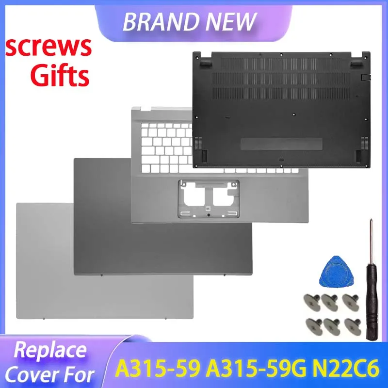 Coque de remplacement pour ordinateur portable Aspire 3 A315-59 A315-59G N22C6, coque arrière LCD, coque supérieure du repose-poignets, coque inférieure