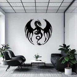 1 piece Black Metal Dragon Silhouette Wall Art, Modern Interior Decor, Home Decor, Fantasy Themed Wall Hanging