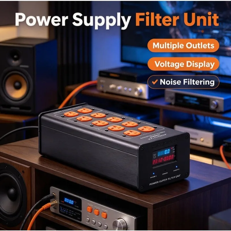 3000W 15A Audio AC Power Conditioner Noise Filter HI FI Amplifier US Standard Outlets Aluminum Wall Distributor Socket
