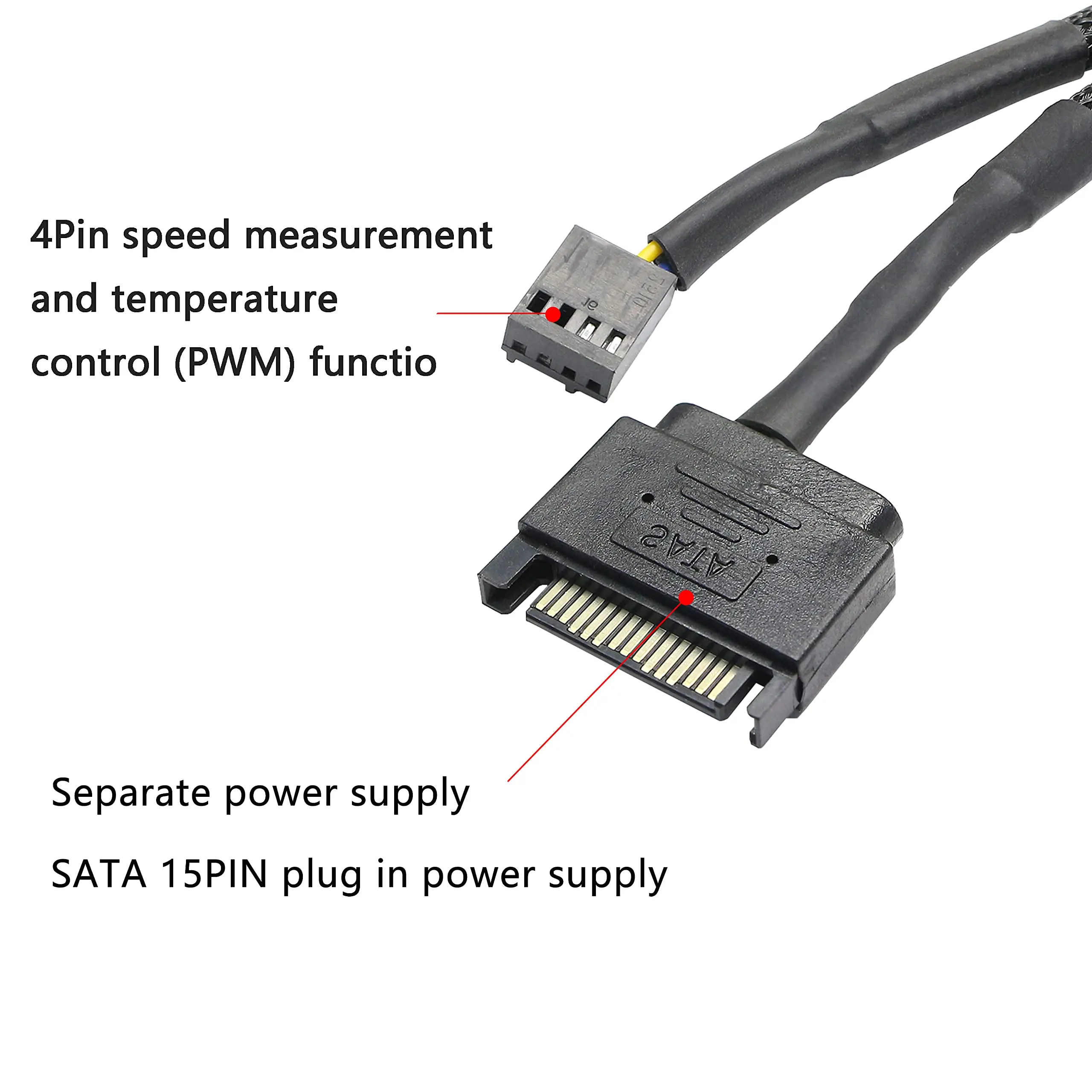 SATA 1 to 4 4-Pin Power Cable 44cm/27cm PC Computer Cooling Fan Splitter Hub Converter Adapter Extension Wire Cord