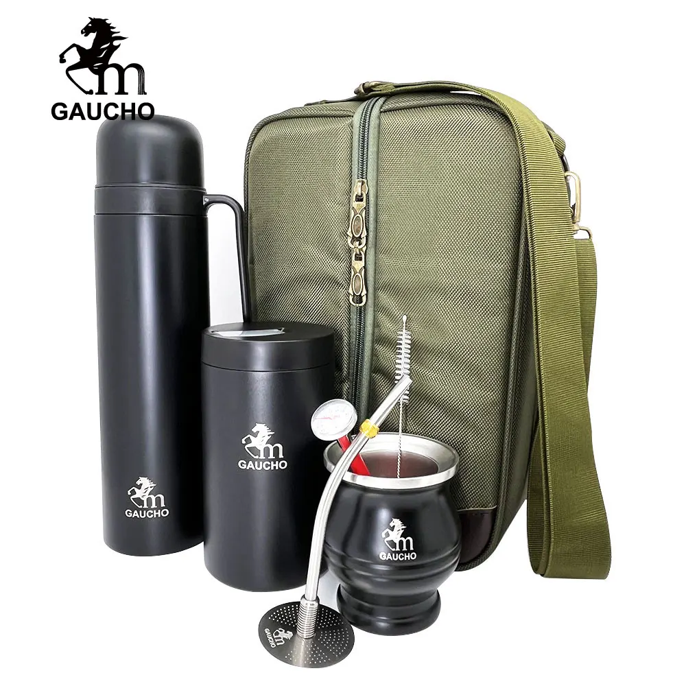 1 Set/Lot Gaucho Yerba Mate Travel Kits Is Convenient For Loading Stainless Thermos & Gourds & Bombilla Straw & Tea Can Hot Sale