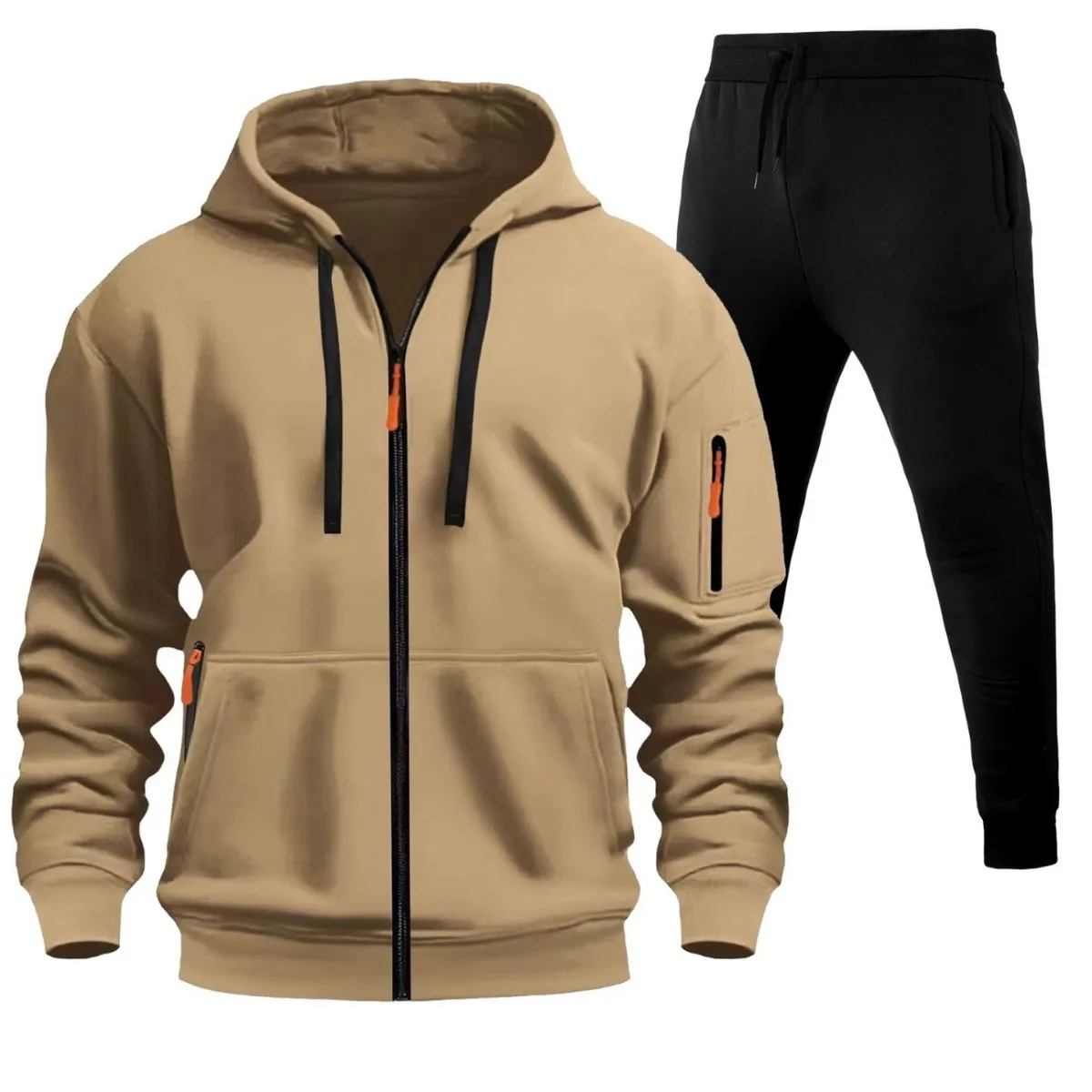 

2024 Spring and Autumn New Men's Sports Hoodie, Zippered Multi-Pocket Casual Jacket, Thick and Warm Trendy Pullover