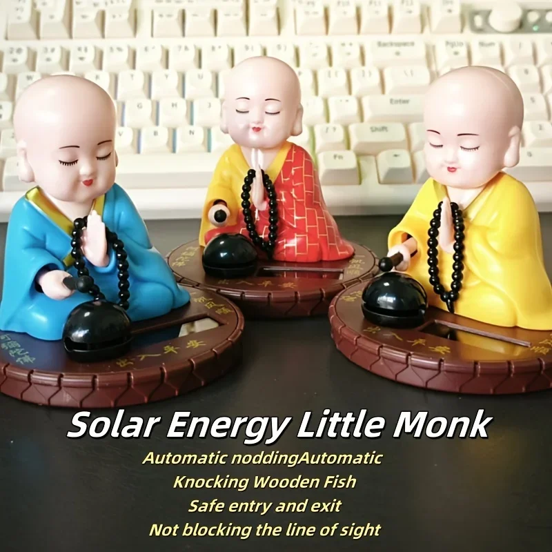 Accesorios para Auto con Energía Solar, Pequeño Monje Vibrante para el Interior del Vehículo, Accesorios de Juguete