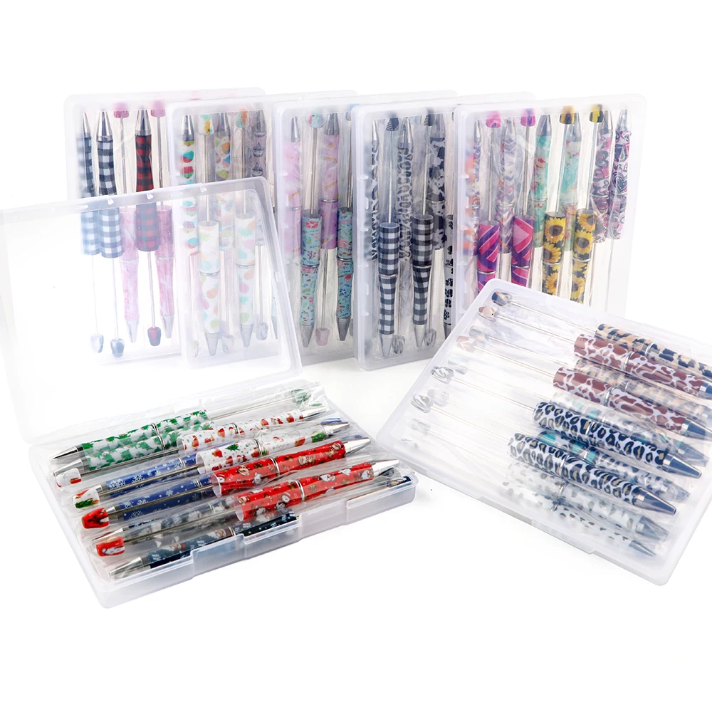 Sunrony 10 قطعة/صندوق حبر جاف مطبوع قلم بلاستيكي قابل للخرز حبر أسود لتقوم بها بنفسك قلم شخصية مدرسة مكتب الكتابة لوازم القرطاسية