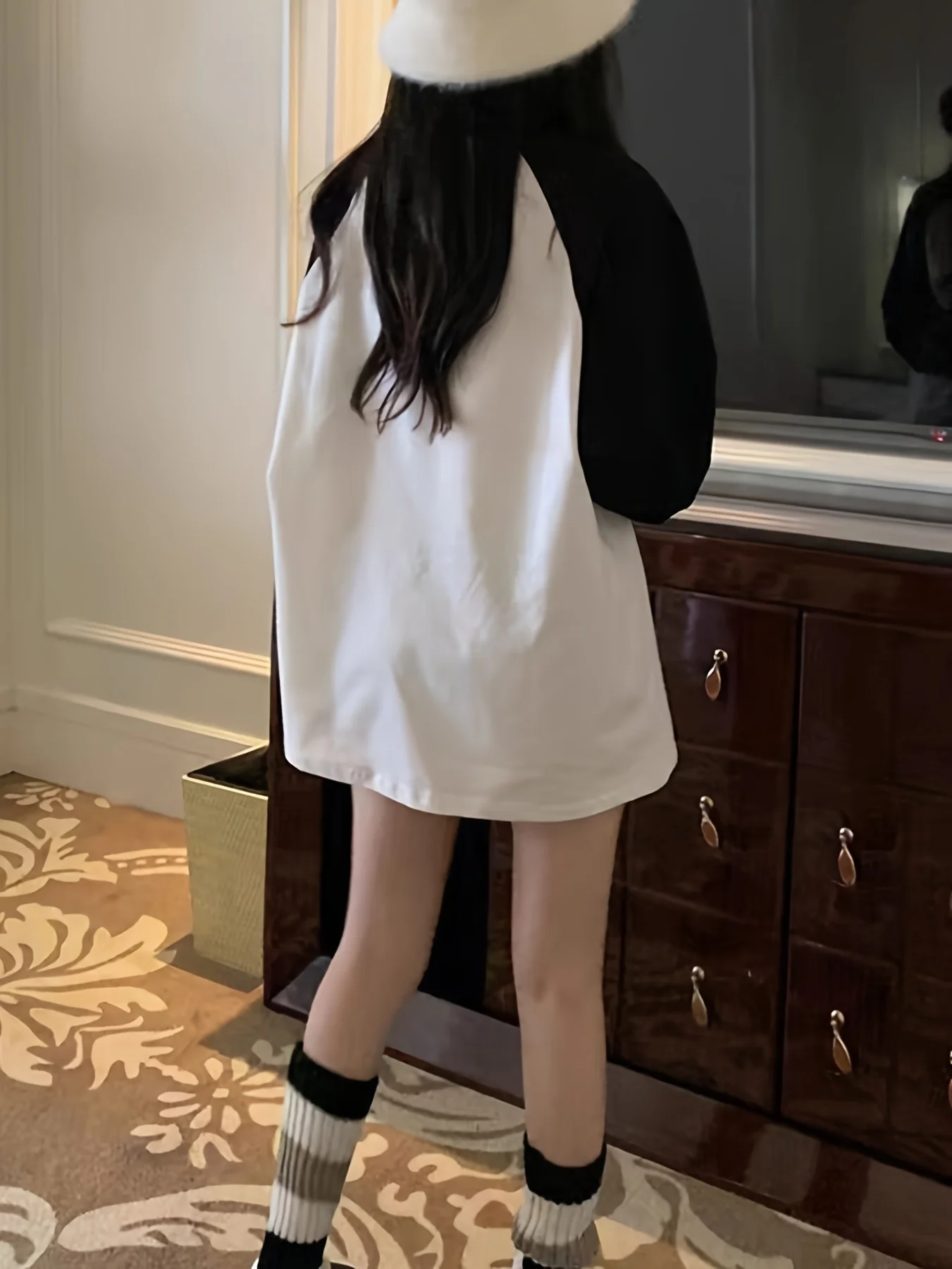 Y2K Women Loose Long Sleeve T Shirt Black White I Love Myself Letter Print Tops Casual Streetwear Spring Autumn Female Top Tee view 3