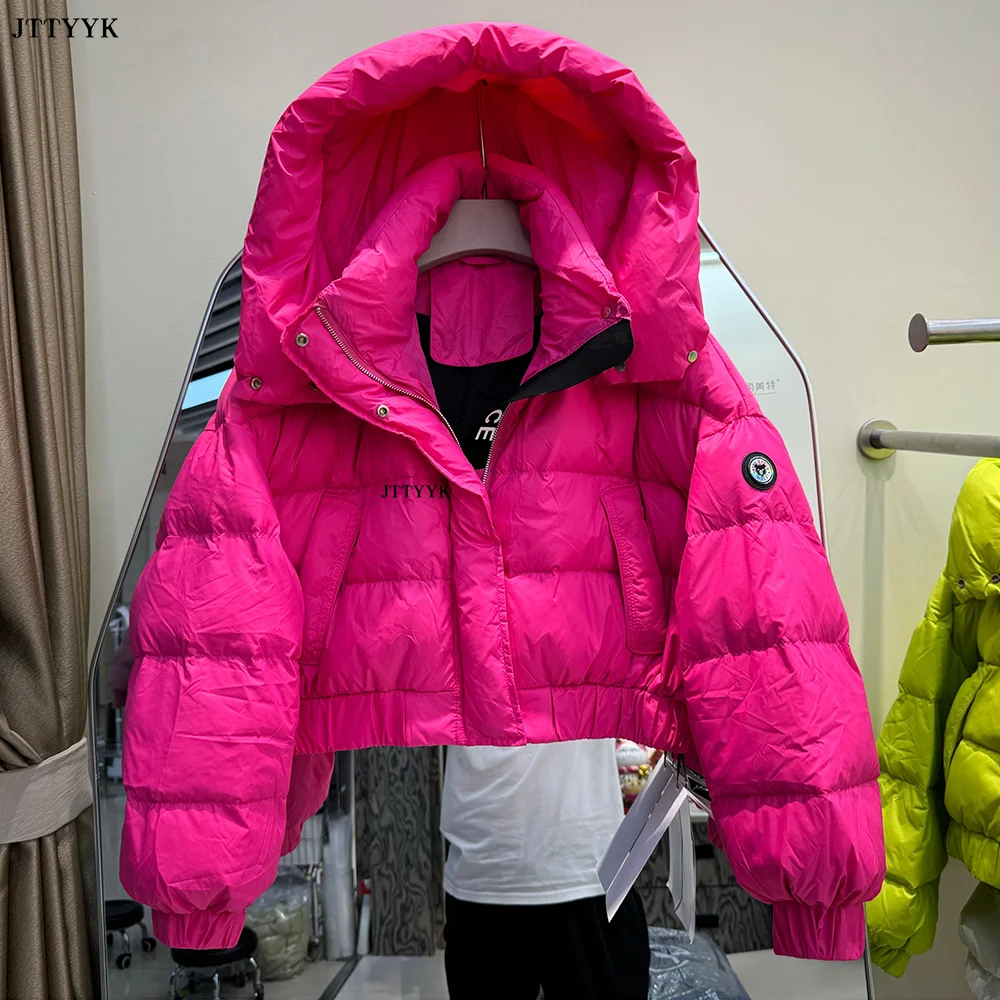 Doudoune Ultra Légère Courte en Duvet de Canard Blanc pour Femme, Parka à Capuche de Marque, Manteau d'Optique Féminin, Nouvelle Mode Hiver 2023