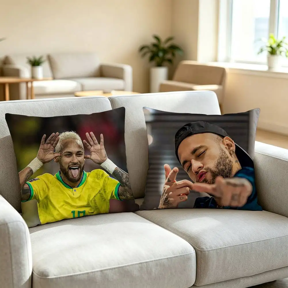 N-Neymar Jr F-Football Athlete Pillow Case Square Double-Sided Sofa Cushion Cover Bedroom Bedside Pillow