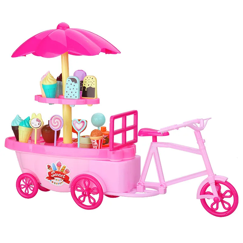 

Kids Play House Toys Simulation Mini Ice Cream Hand Pushchair Cake Hand Pushchair Toy Model Dollhouse Accessories Girls Gifts