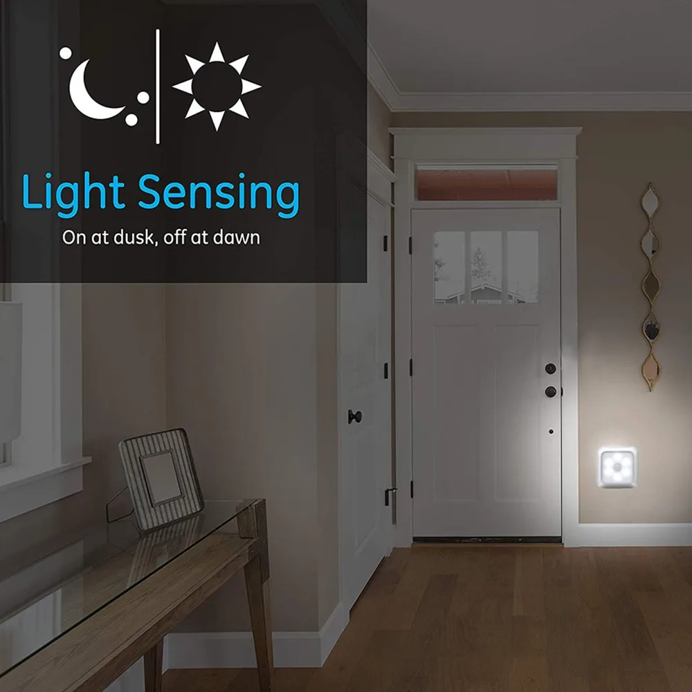 Stable Performance Auto Motion Sensor Night Light Square Shape 6 LED Wall Night Light On/Off Control Night Lamp Hallway