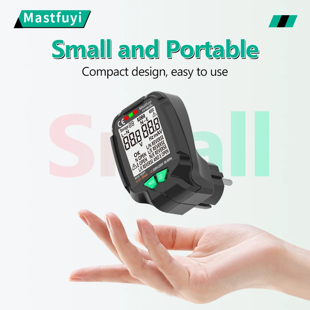 MASTFUYI Outlet Tester Electrical GFCI Receptacle Detector with LCD Display Socket Tester Circuit Polarity Voltage Detector