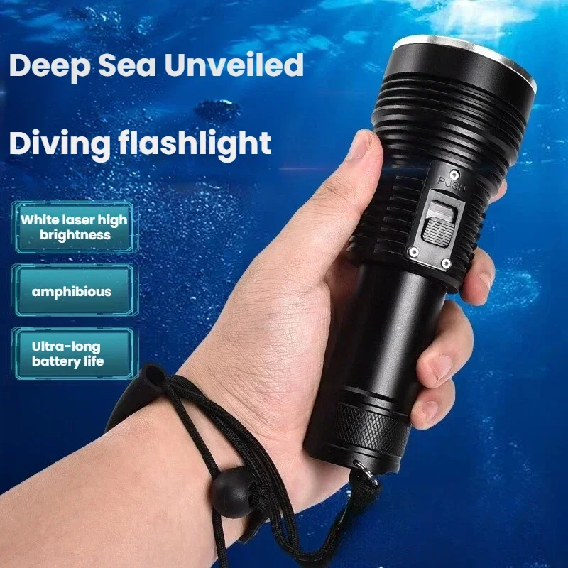 Highlight Professional Diving Flashlight Amphibious Magnetic Control Diving Lamp Waterproof Torch Outdoor Camping Deep Diving