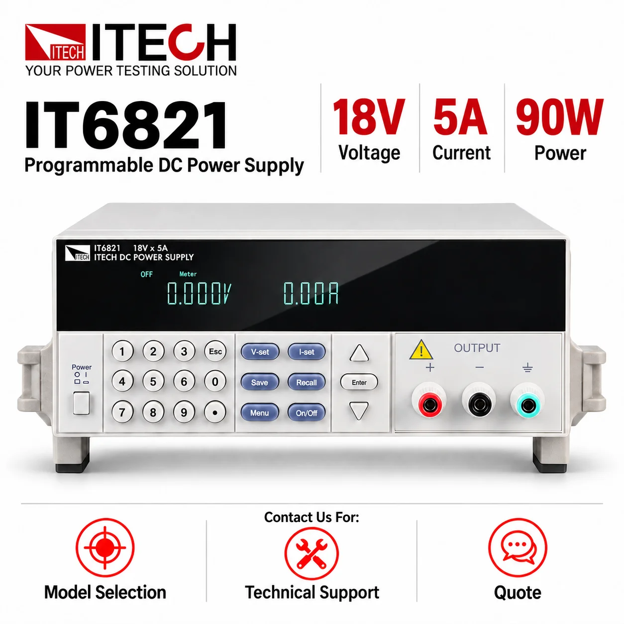 ITECH IT6800A Programmable DC Power Supply, IT6831A/IT6832A, 18V 10A 180W / 32V 6A 192W, USB RS232, Low Ripple, High Accuracy