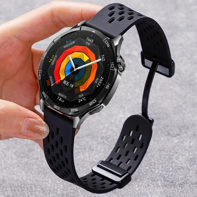 18 20 22mm Magnetic Silicone Strap For Huawei Watch GT 5 46mm 41mm Breathable Sports Band For Huawei GT5 Pro GT4 GT3 GT2 Correa