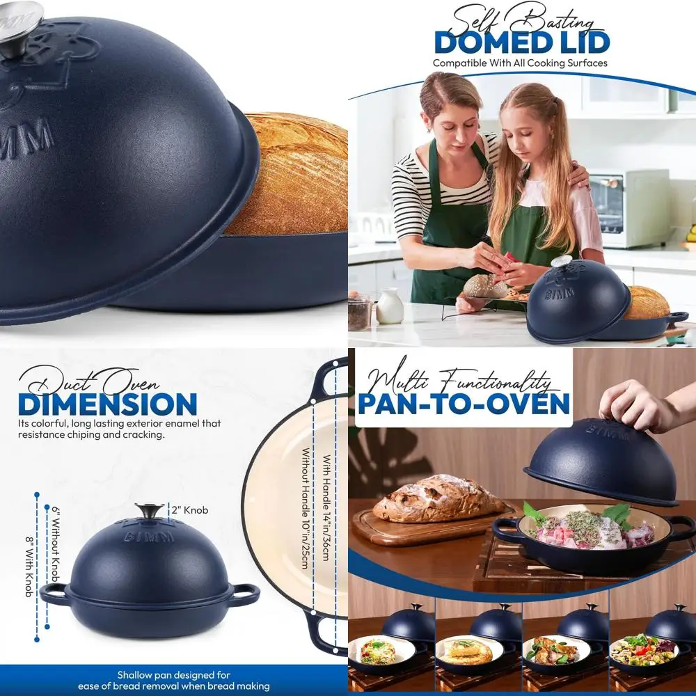 

Enameled Cast Iron Dutch Oven with Lid for Sourdough Baking - Versatile Non-Stick Bread Oven with Matte Finish and Comfortable H