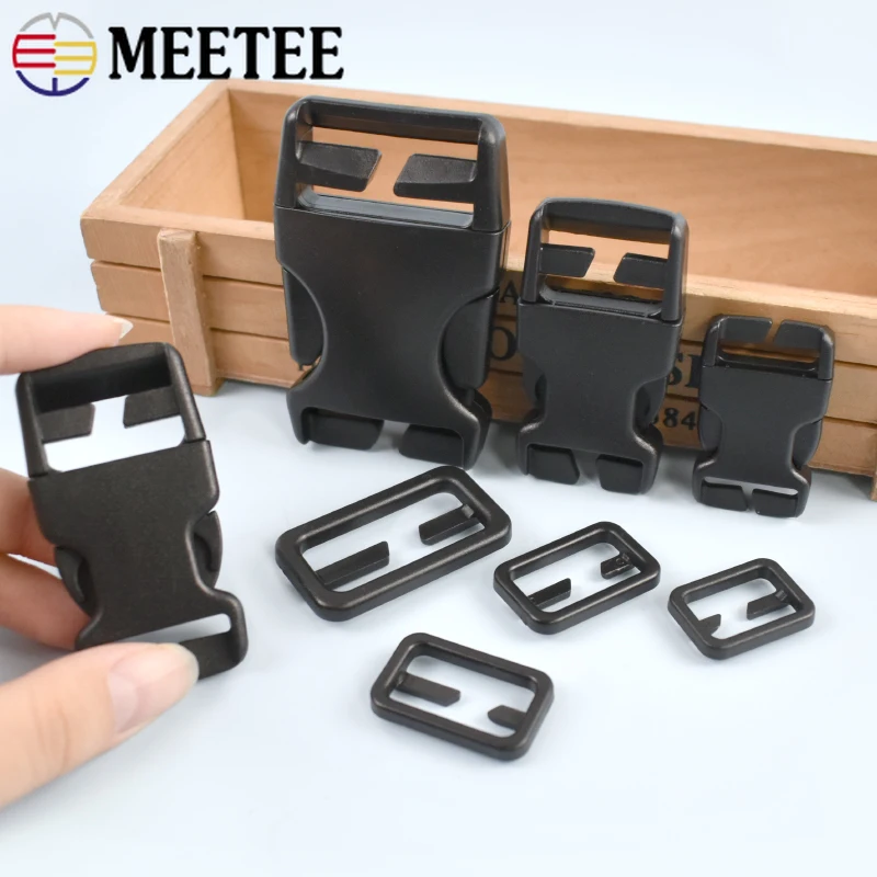 

10/30Pcs 20-50mm Black Plastic Release Buckles Tri-Glide Slider Clasp Dog Collar Bag Strap Adjust Clasps DIY Luggage Accessories