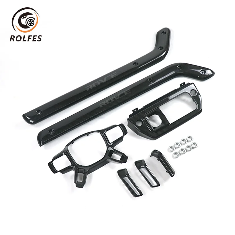 ROLFES Carbon Fiber ABS Center Console Trim Cover Interior Kit Frame For Land Rover Defender 2020-2022 Interior Accessories