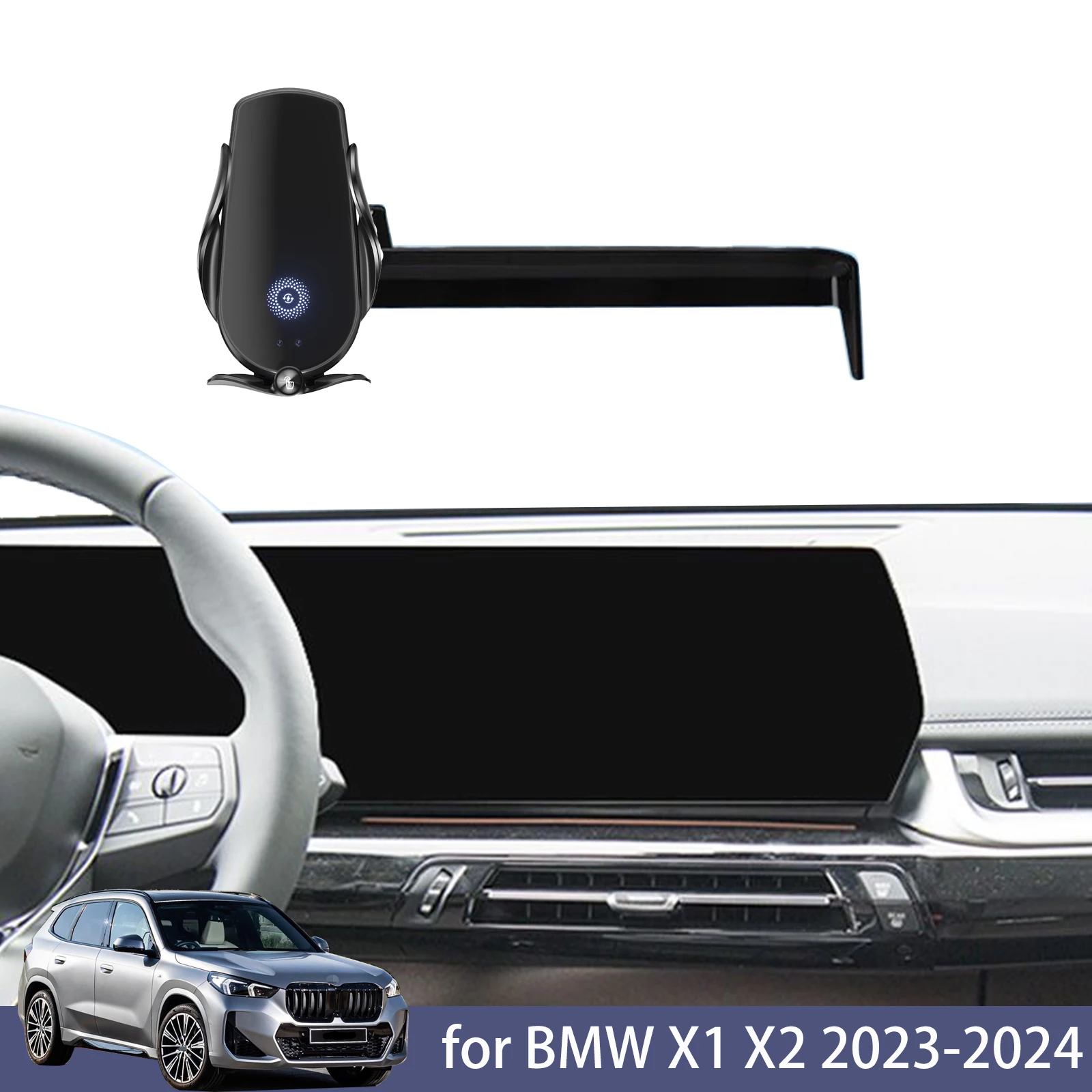 for BMW X1 X2 2023-2024 Car Phone Holder Screen Navigation Bracket Magnetic Wireless Charging Rack Mount