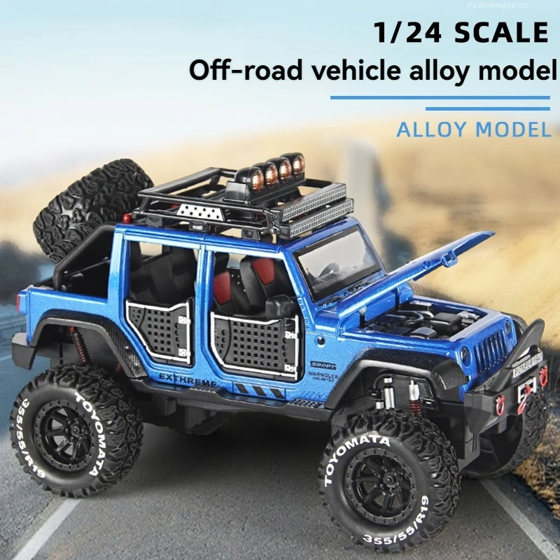Macchinina giocattolo fuoristrada 1:24, stampo per auto in lega, ornamento per stampo per veicolo, veicolo fuoristrada tirato indietro, con suono e luce