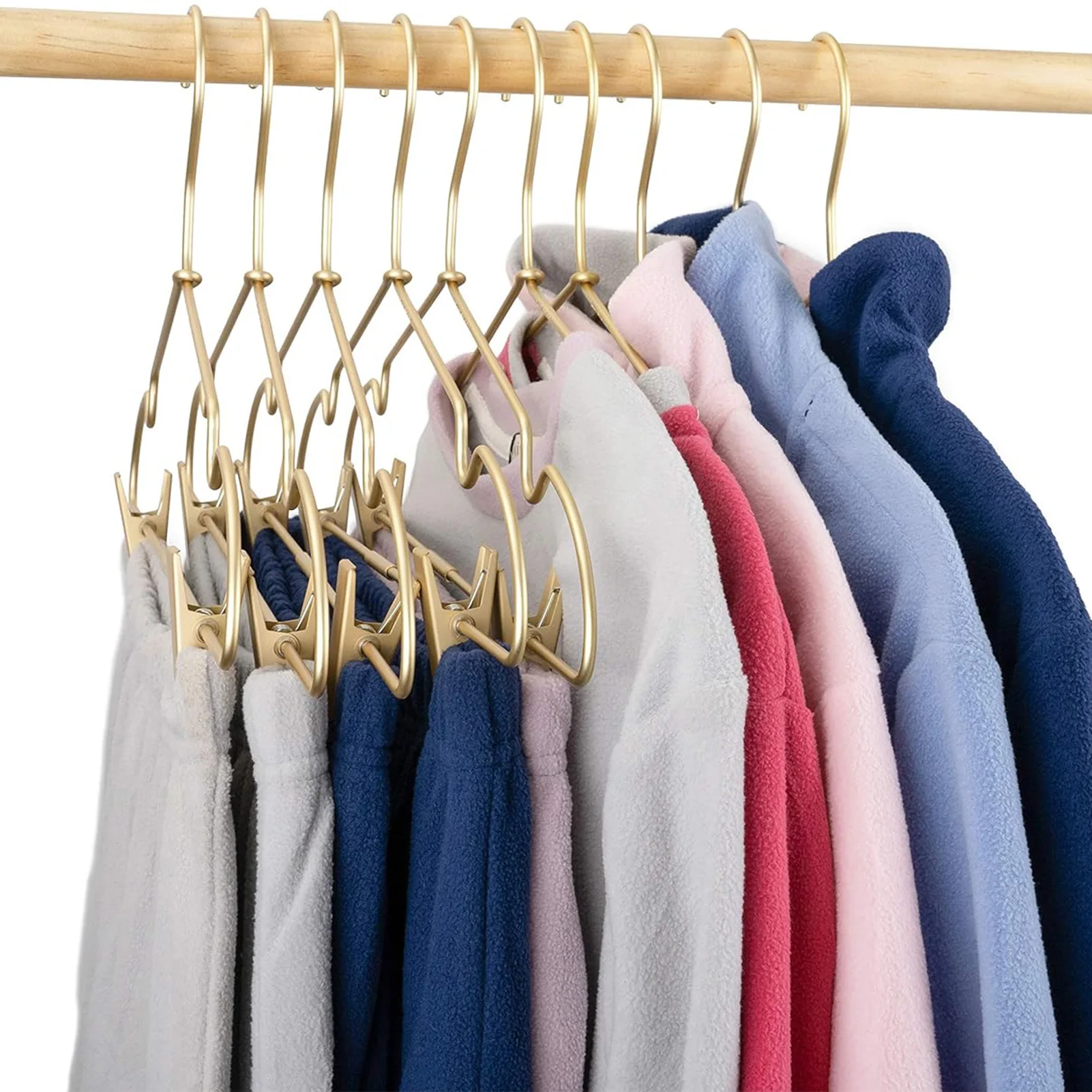 Perchas de ropa de armario con Clips, Colgador de gancho de Metal duro grueso para tienda, pantalones, faldas, ropa de bebé