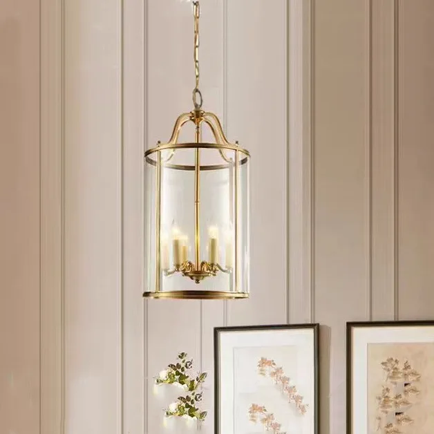 All-copper chandelier European simple modern American restaurant aisle light porch staircase entrance