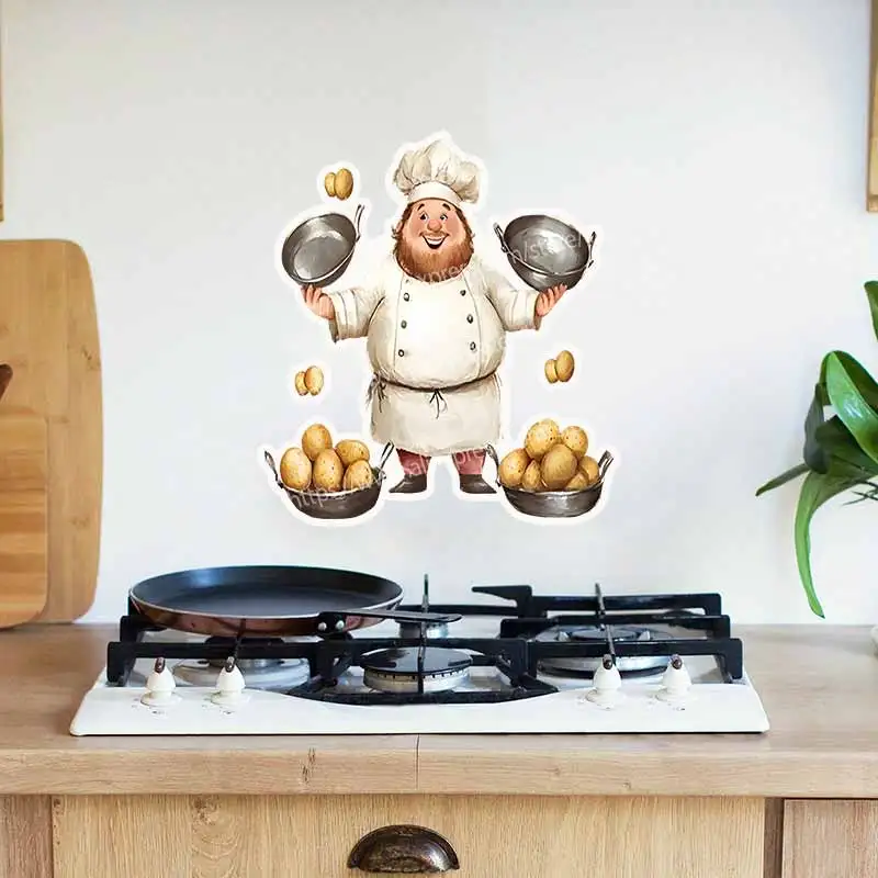 the Bearded Chef Wall Stickers Home Decor Kitchen Living Room Dining Room Background Decorative Decals for Refrigerator AA359