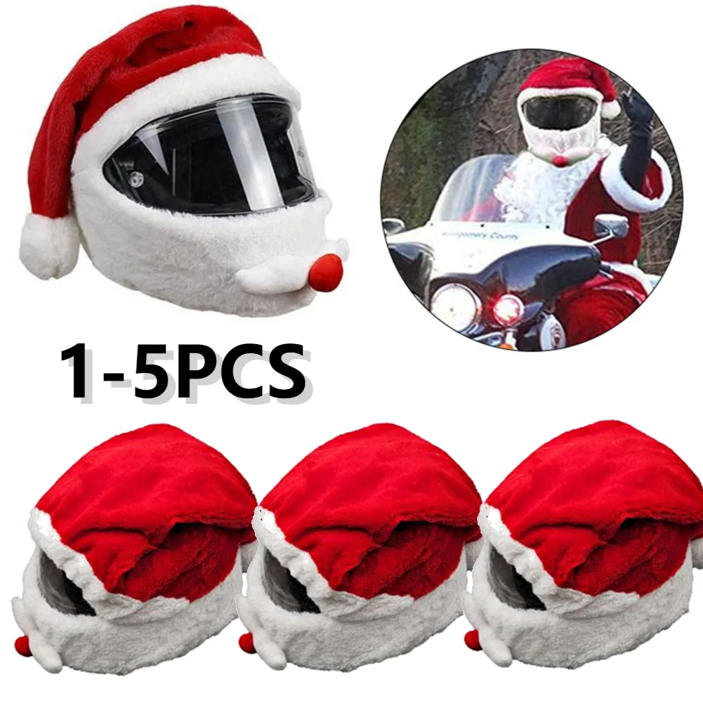 Santa Cycling Helmet Christmas Motorcycle Helmet Cover Full Face Safe Hat Santa Claus Cap Christmas Decoration Gift 35x70cm