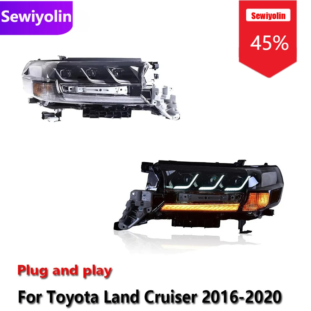 

Car DRL LED Headlight Assemblies For Toyota Land Cruiser 2016-2020 Fog DRL Brake Turn Signal Lamp Plug And Play