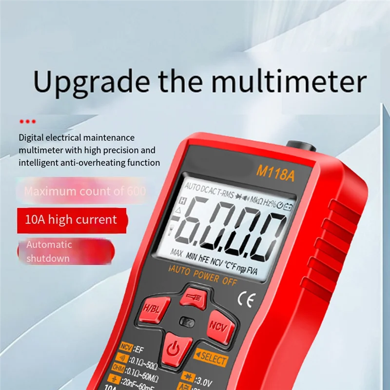 【B74A】M118A Digital Multimeter True RMS 6000 Counts Auto Range NCV Data Hold Flashlight Transistor Test