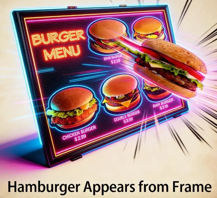 drawing-board-hamburger-magic-hamburger-comes-out-of-frame-stage-prop-easy-to-do-professional-magic-trick-appearing-magician