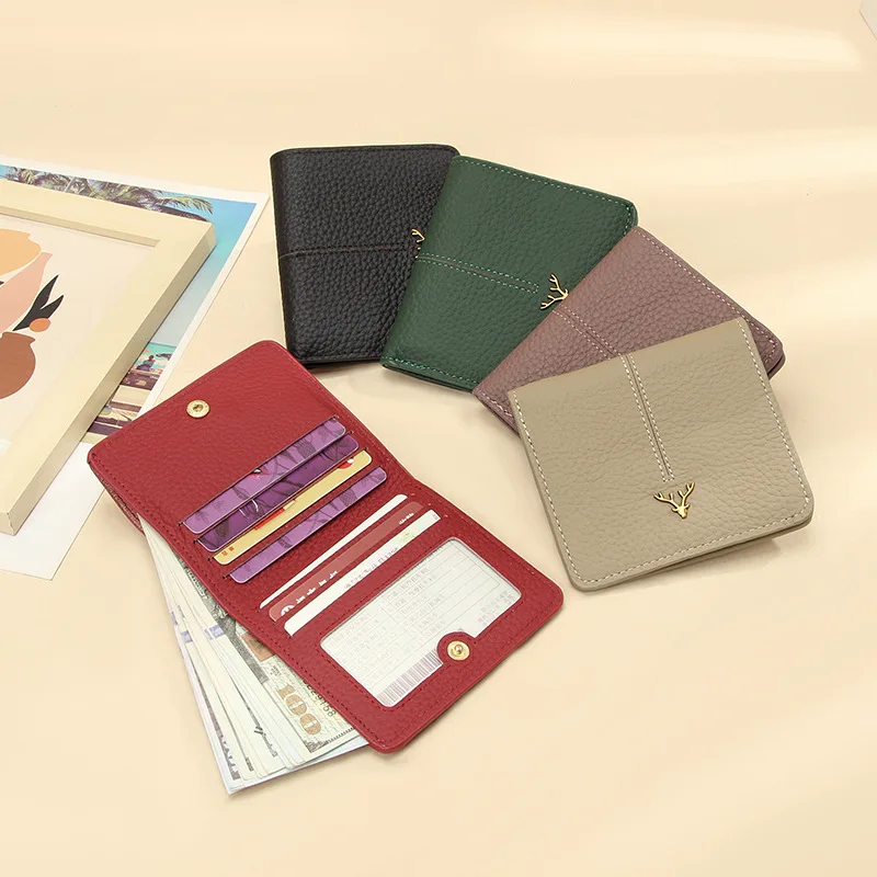 Western RFID Blocking Elk Design Car Line Multi Card Slots Women Wallet Large Capacity Purse for Ladies