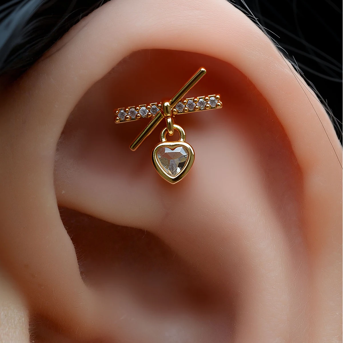 Tragus Flat Back - 1 adet moda paslanmaz çelik CZ