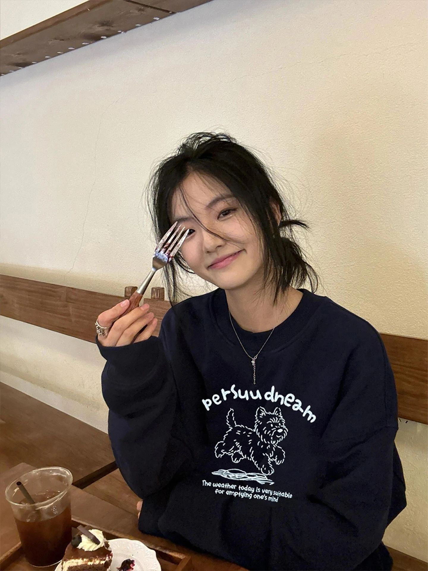 

Autumnal Fce-Lined Hoodl Long Sve round Ne Sweatirt Women's Loose Fit Comfortable Sle Top Korean Version Cotto...