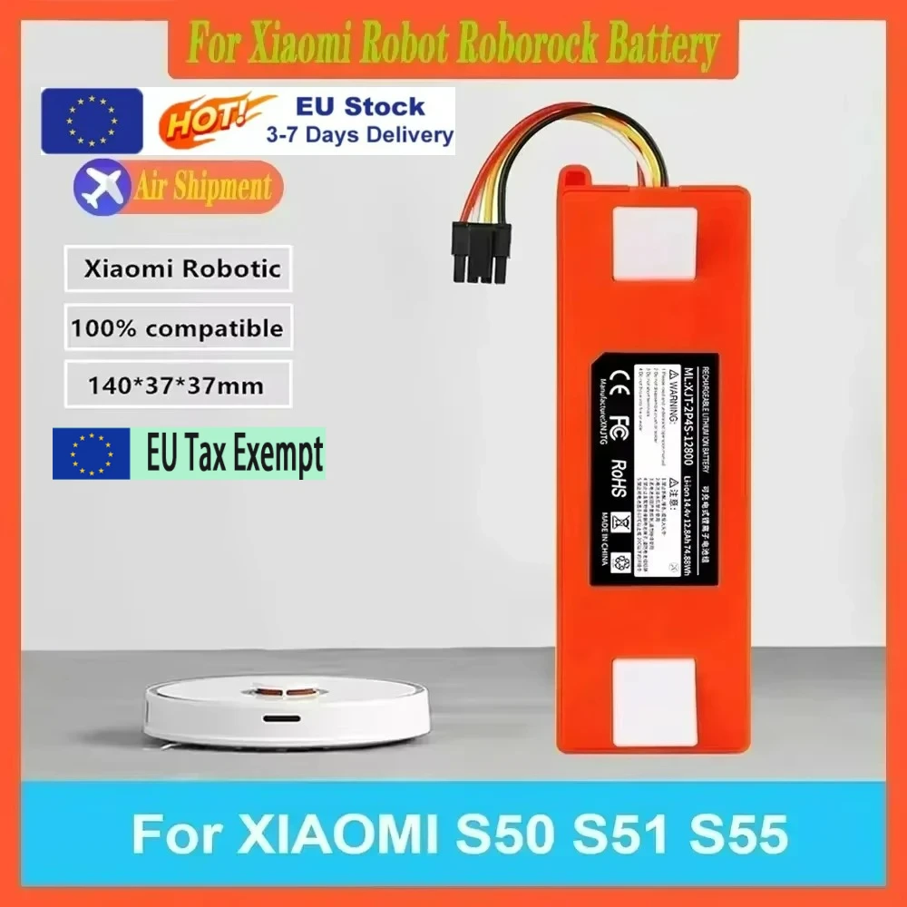 14,4 V 12800 mAh Ersatzakku für Roborock S6 S7 MaxV Q5 Q7 MAX Roboter-Staubsauger, Zubehörteile, Original
